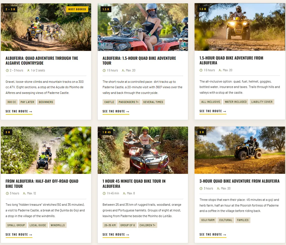 Web de turismo activo Albufeira Quad