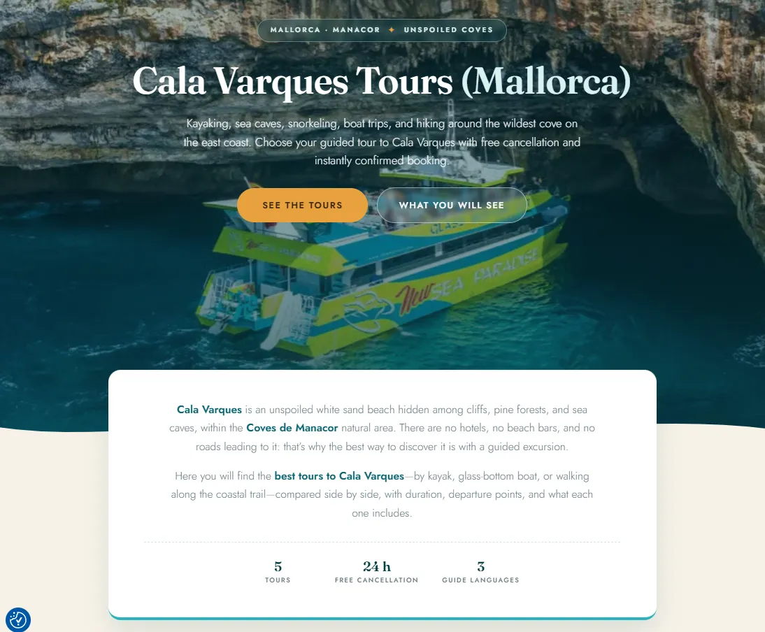 Web turística Cala Varques Tours